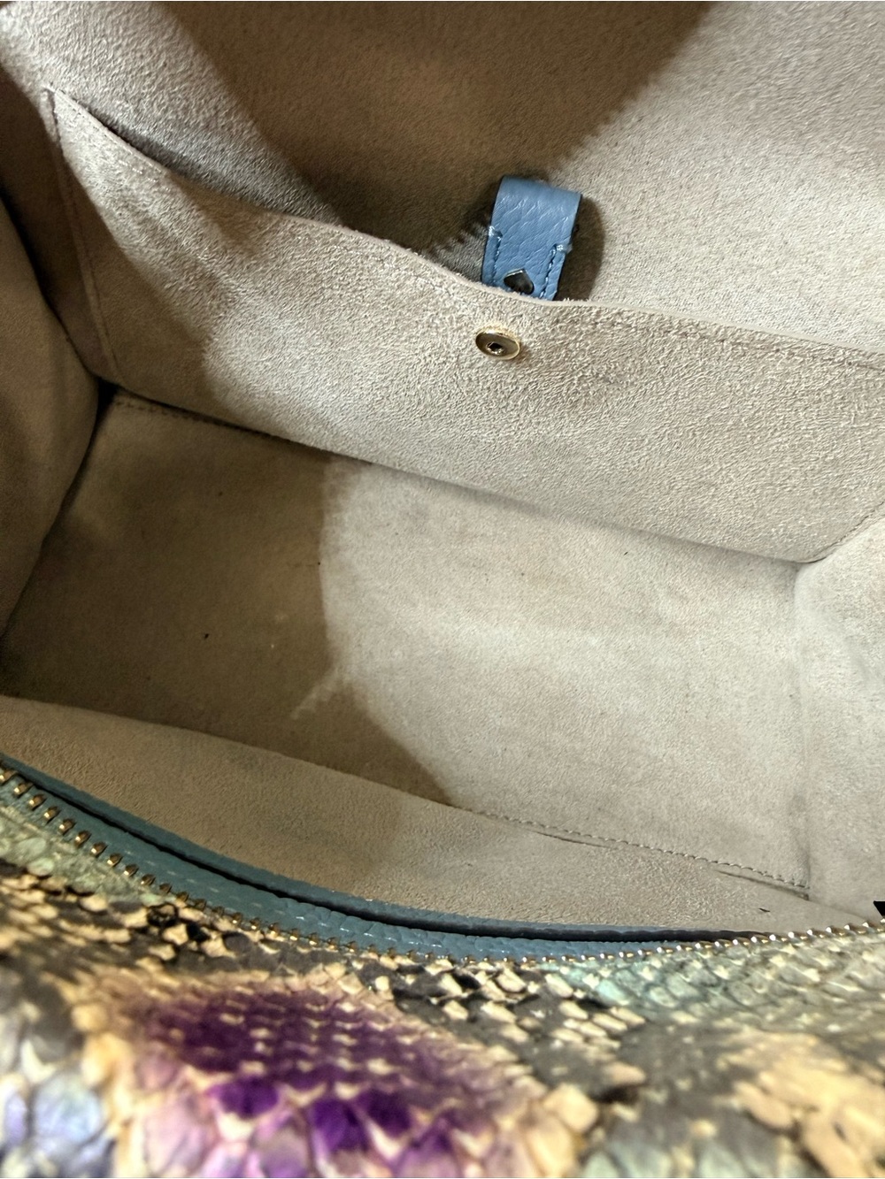 kate spade Lavender Blue Satchel with Snake-Print Trim - Picture 10 of 10